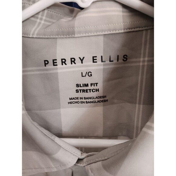 Perry Ellis Men's Short Sleeve Button-Down Shirt - Size Large - Slim Fit Stretch - Picture 2 of 6